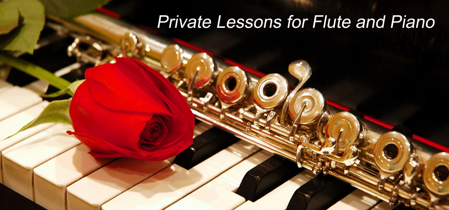 flute and rose on piano